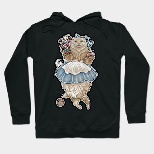 Ferret Alice In Wonderland With Tea Cups - White Outlined Version Hoodie